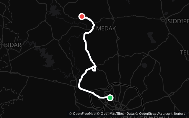 Preview of the Medak Cathedral and Pocharam Lake route line