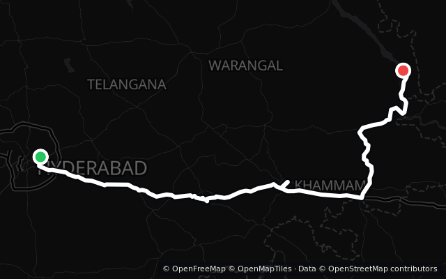Preview of the Hyderabad to Bhadrachalam and Parnasala route line