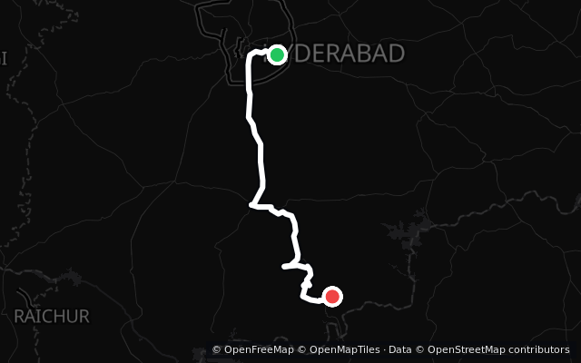 Preview of the Mallela Theertham Waterfall Ride route line