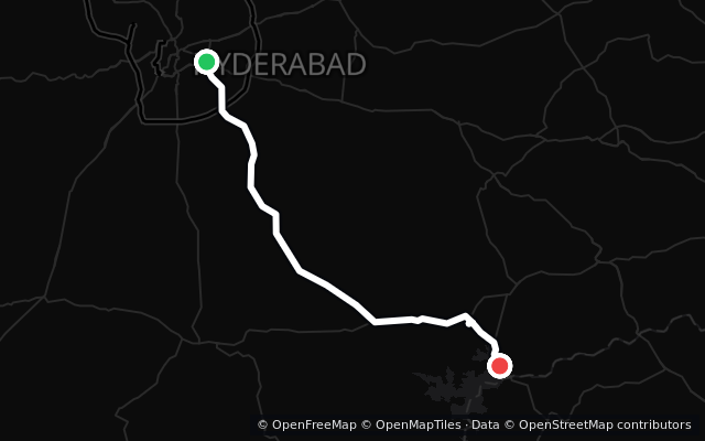 Preview of the Hyderabad to Nagarjuna Sagar Dam route line