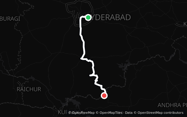 Preview of the Hyderabad to Srisailam via Mannanur and Nallamala route line