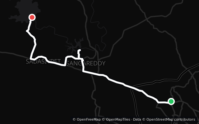 Preview of the Manjeera Sanctuary and Singur Dam route line