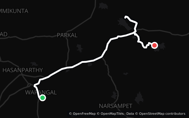 Preview of the Warangal, Ramappa Temple and Laknavaram Lake route line