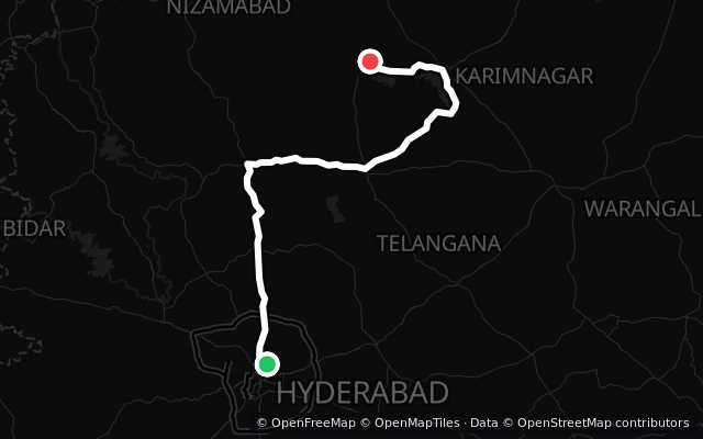 Preview of the Hyderabad to Karimnagar and Vemulawada route line