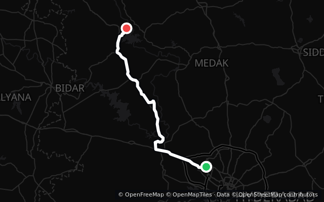 Preview of the Hyderabad to Nizam Sagar via Sangareddy and Andole route line
